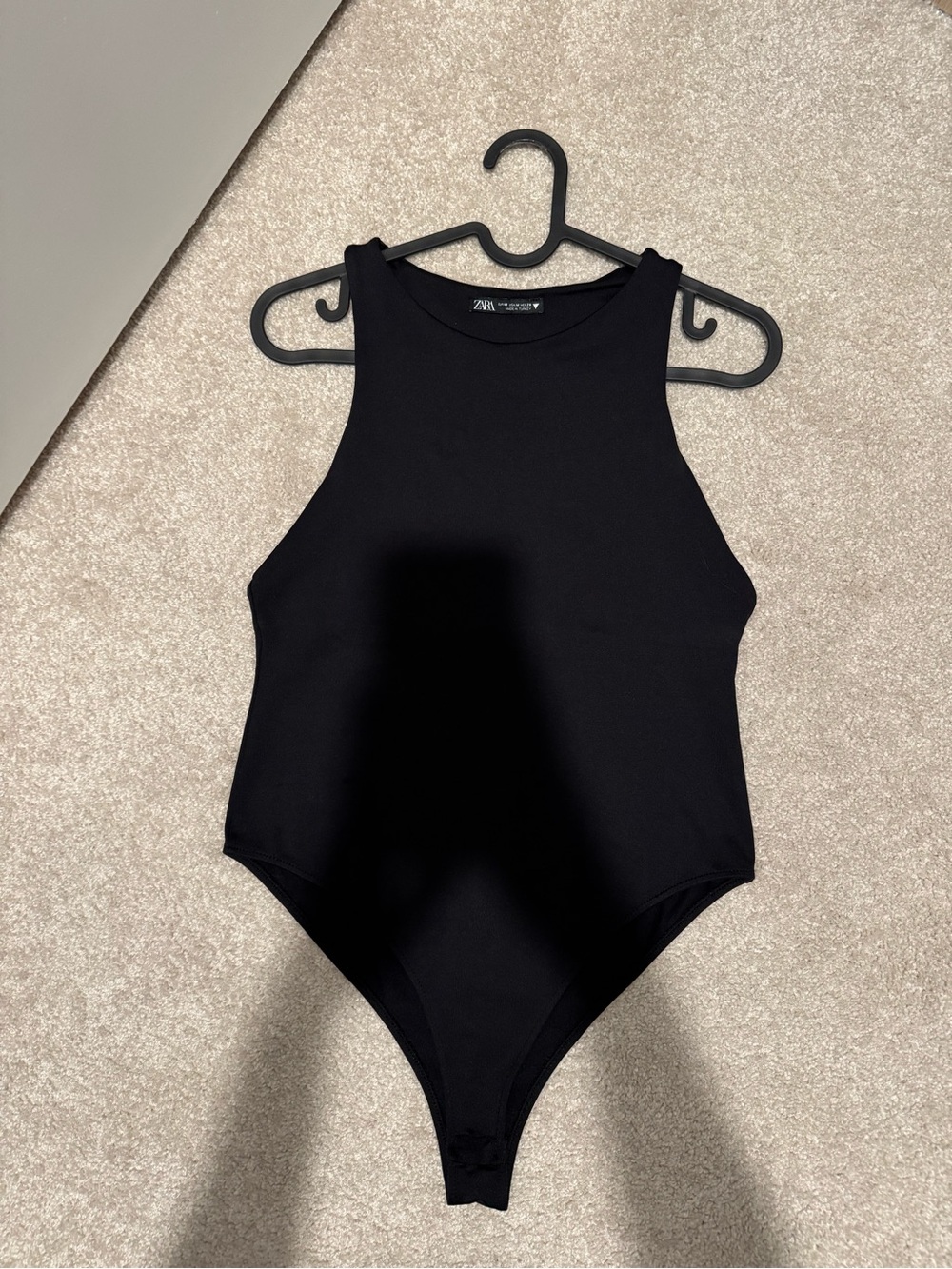 Zara Black Sleeveless One-Piece Bodysuit